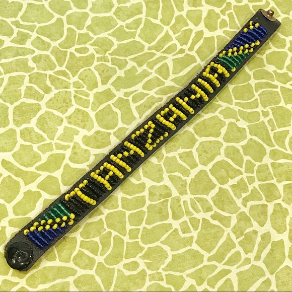 Beaded Leather Bracelet from Tanzania - Picture 1 of 3